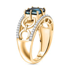 GP - Snaffle Collection Marambaia London Blue Topaz, Blue Sapphire & White Zircon Ring in 18K Vermeil Yellow Gold Plated Sterling Silver 3.57 Ct._8307819_4