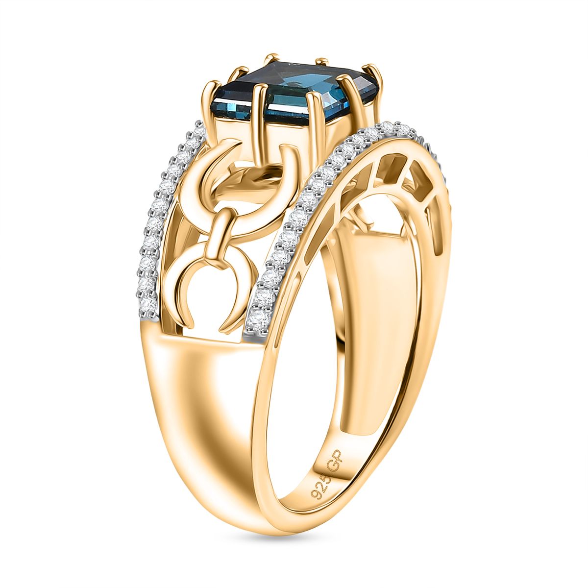 GP - Snaffle Collection Marambaia London Blue Topaz, Blue Sapphire &amp; White Zircon Ring in 18K Vermeil Yellow Gold Plated Sterling Silver 3.57 Ct. 8307819 5