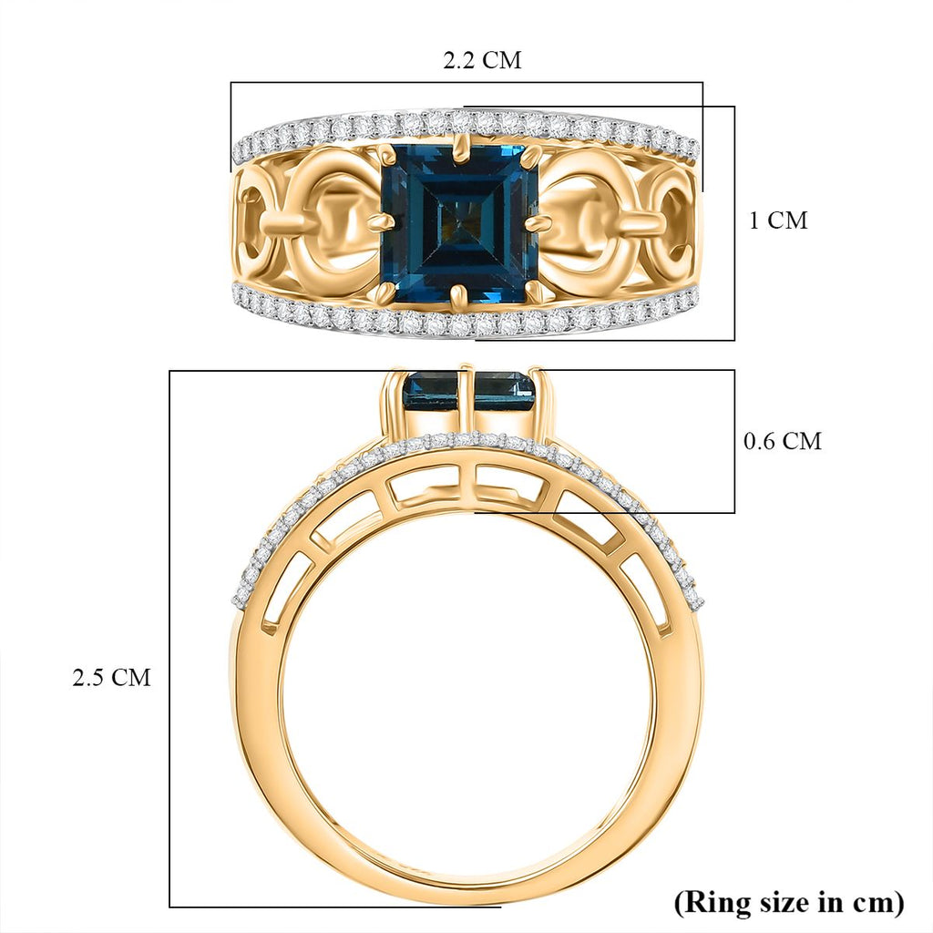 GP - Snaffle Collection Marambaia London Blue Topaz, Blue Sapphire & White Zircon Ring in 18K Vermeil Yellow Gold Plated Sterling Silver 3.57 Ct._8307819_6