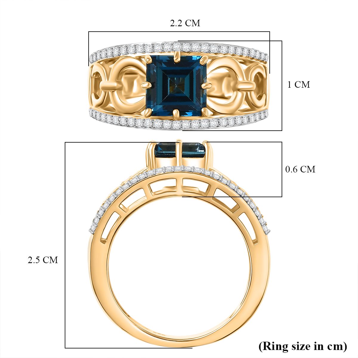 GP - Snaffle Collection Marambaia London Blue Topaz, Blue Sapphire &amp; White Zircon Ring in 18K Vermeil Yellow Gold Plated Sterling Silver 3.57 Ct. 8307819 7