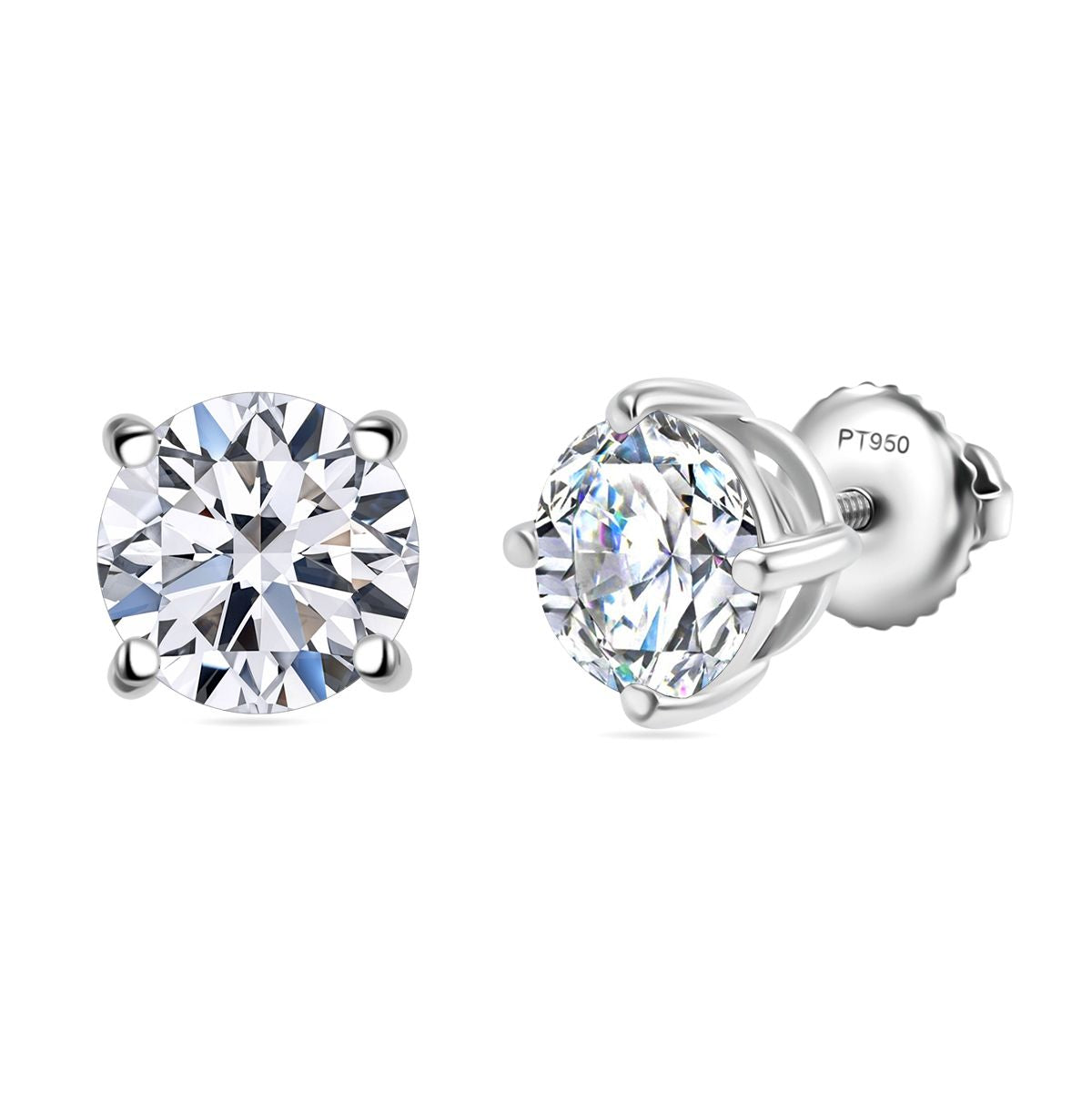 LUXURIANT 2 Ct. Lab Grown Diamond Solitaire Earrings in 950 Platinum, SGL Certified 8307856 0