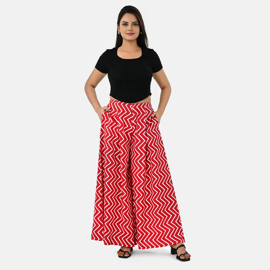 & Maisi Printed Jean and Pant/Trouser (Size - XXL) - Red White_8308936