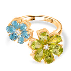 D'Joy Peridot, Swiss Blue Topaz & White Zircon Ring in Yellow Gold Plated Sterling Silver 3.88 Ct._8309332