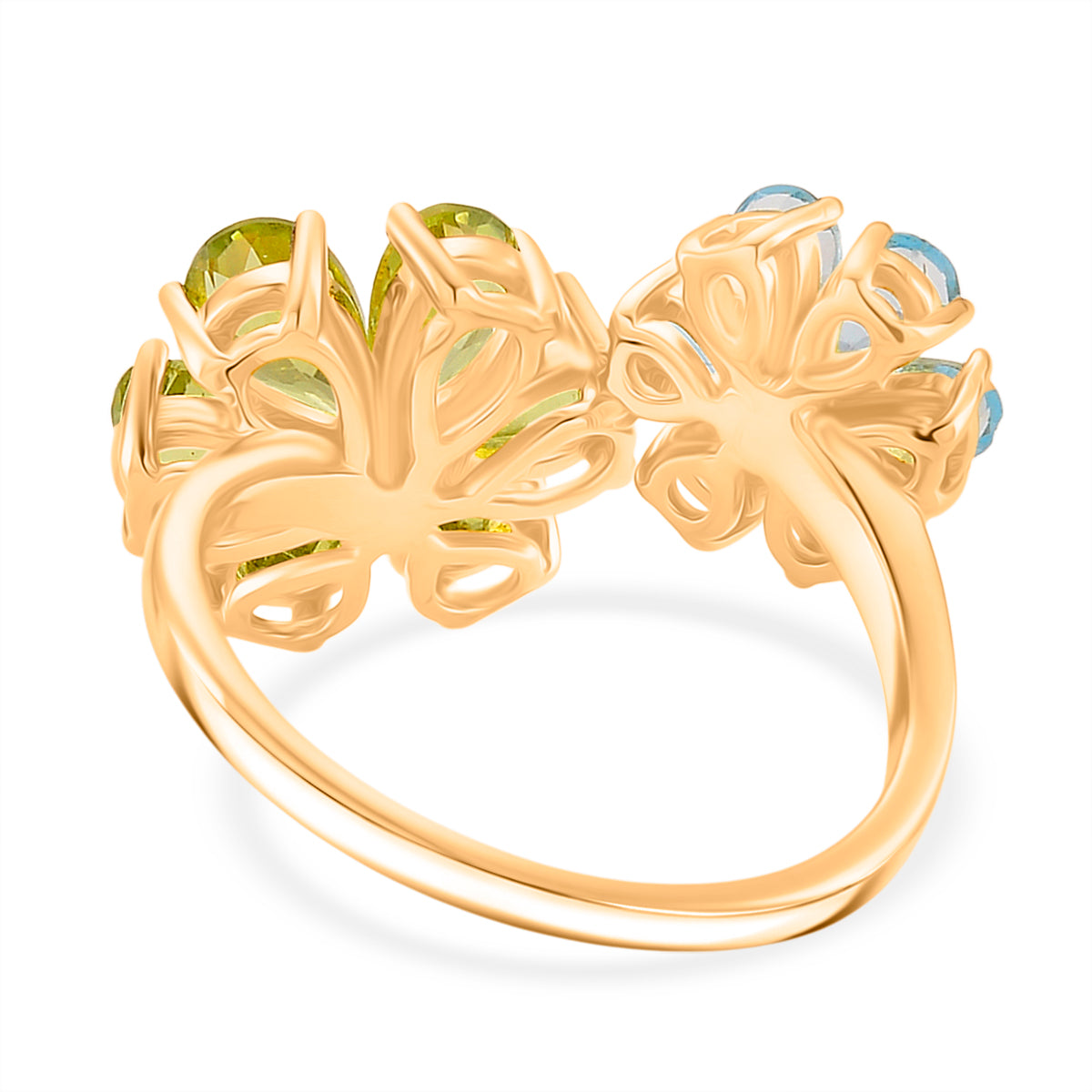D'Joy Peridot, Swiss Blue Topaz &amp; White Zircon Ring in Yellow Gold Plated Sterling Silver 3.88 Ct. 8309332 5