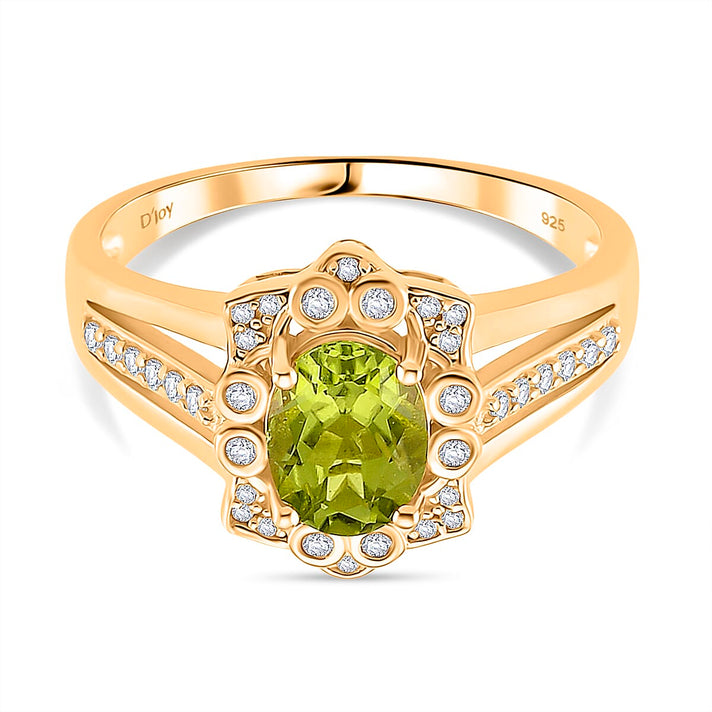 D'Joy Peridot &amp; White Zircon Ring in Yellow Gold Plated Sterling Silver 2.04 Ct. 8309392 1