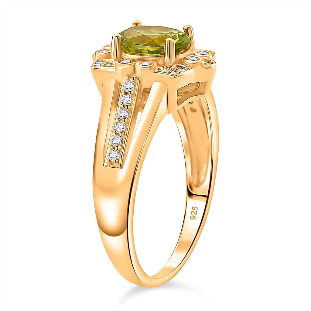 D'Joy Peridot & White Zircon Ring in Yellow Gold Plated Sterling Silver 2.04 Ct._8309392_3