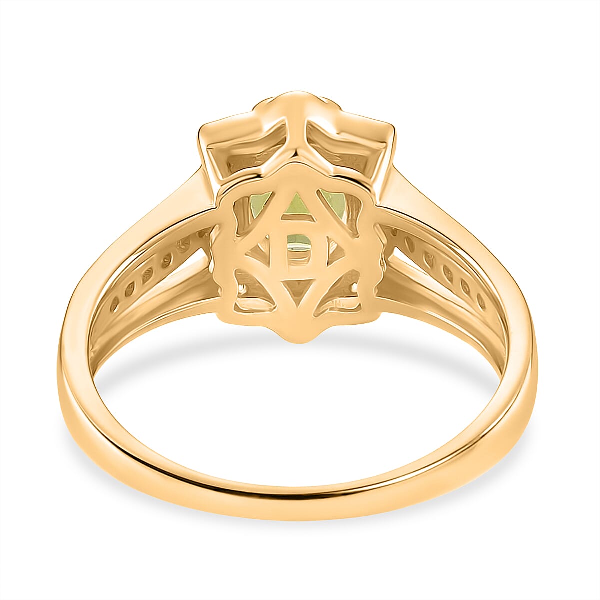 D'Joy Peridot &amp; White Zircon Ring in Yellow Gold Plated Sterling Silver 2.04 Ct. V32539468 5