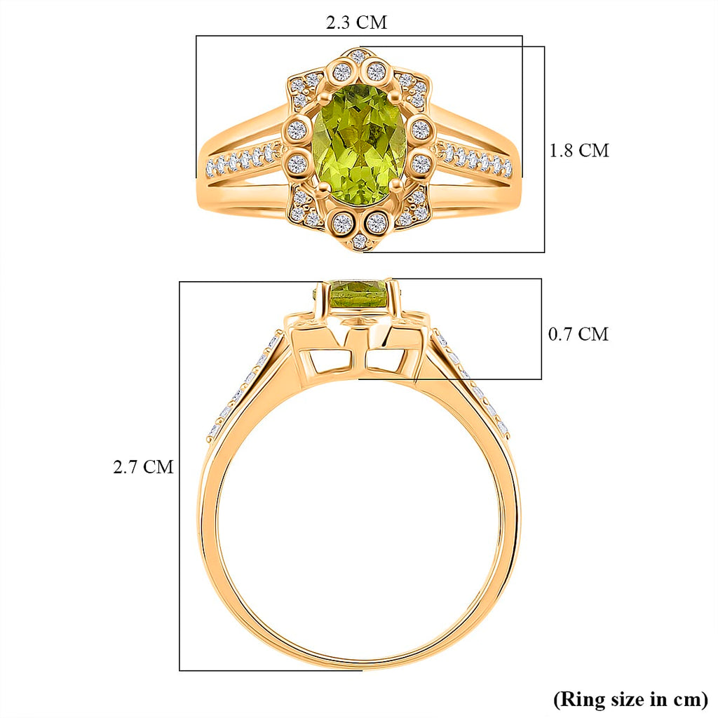 D'Joy Peridot & White Zircon Ring in Yellow Gold Plated Sterling Silver 2.04 Ct._8309392_5