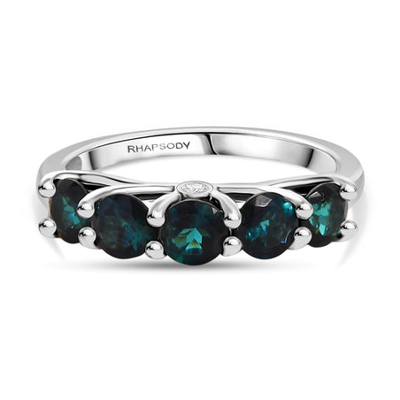 RHAPSODY 1.18Ct. AAAA Indicolite 5-Stone Ring with Natural White Diamond in 950 Platinum V32465349 1