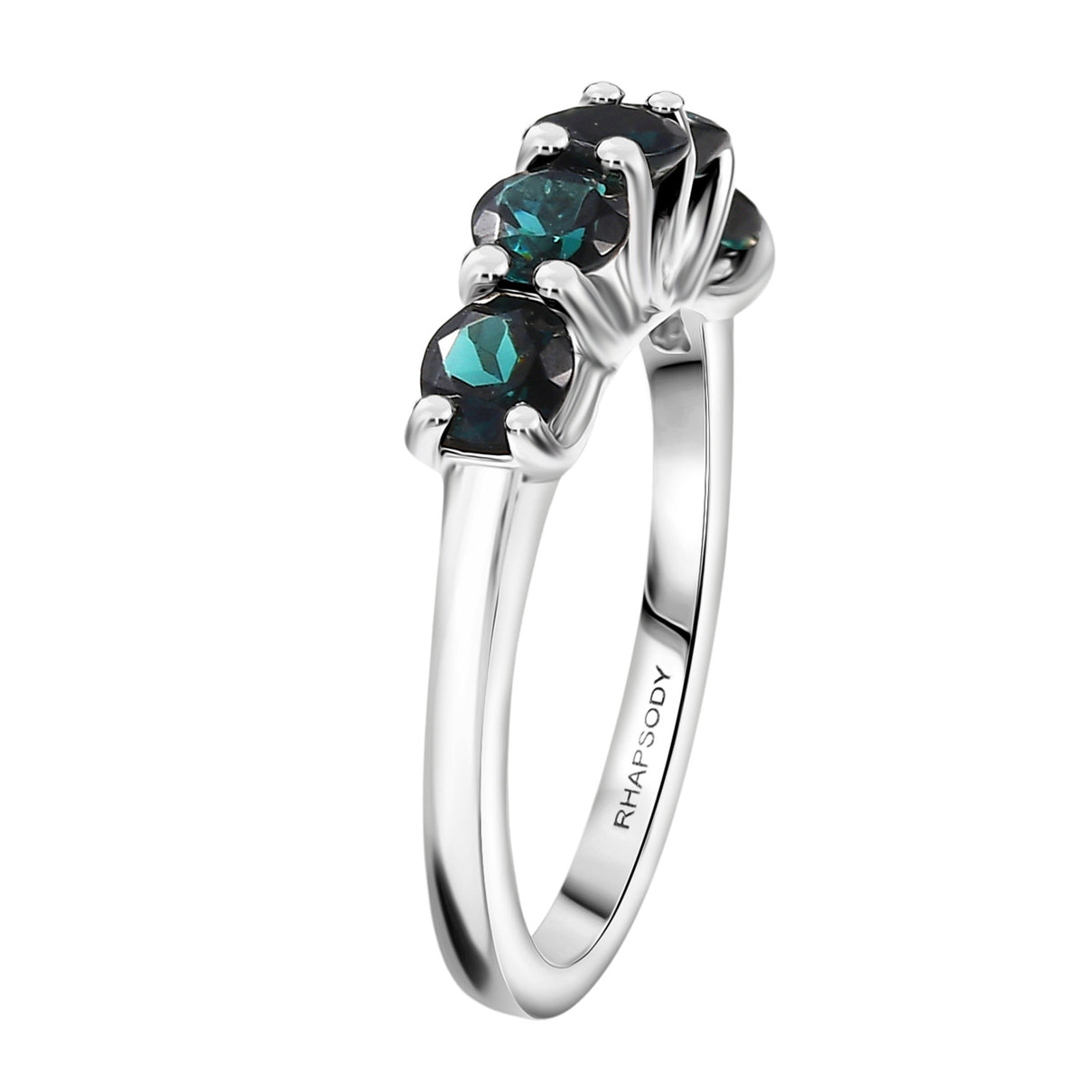 RHAPSODY 1.18Ct. AAAA Indicolite 5-Stone Ring with Natural White Diamond in 950 Platinum V32507886 4