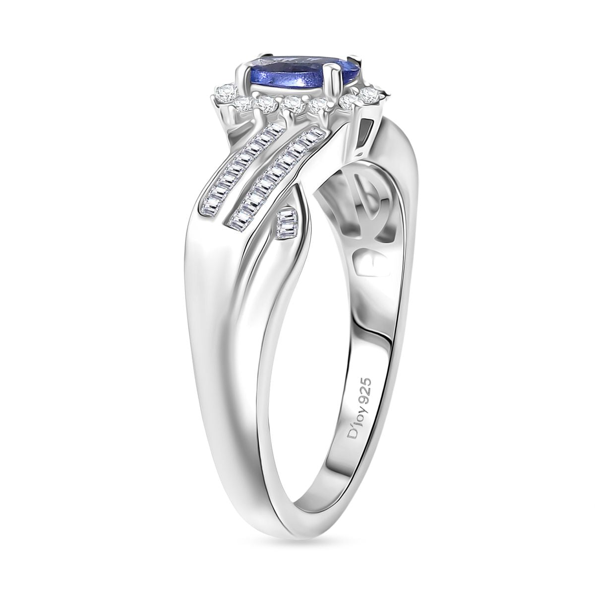 D'Joy Tanzanite &amp; White Diamond Ring in Rhodium Overlay Sterling Silver 0.76 Ct. 8310444 4