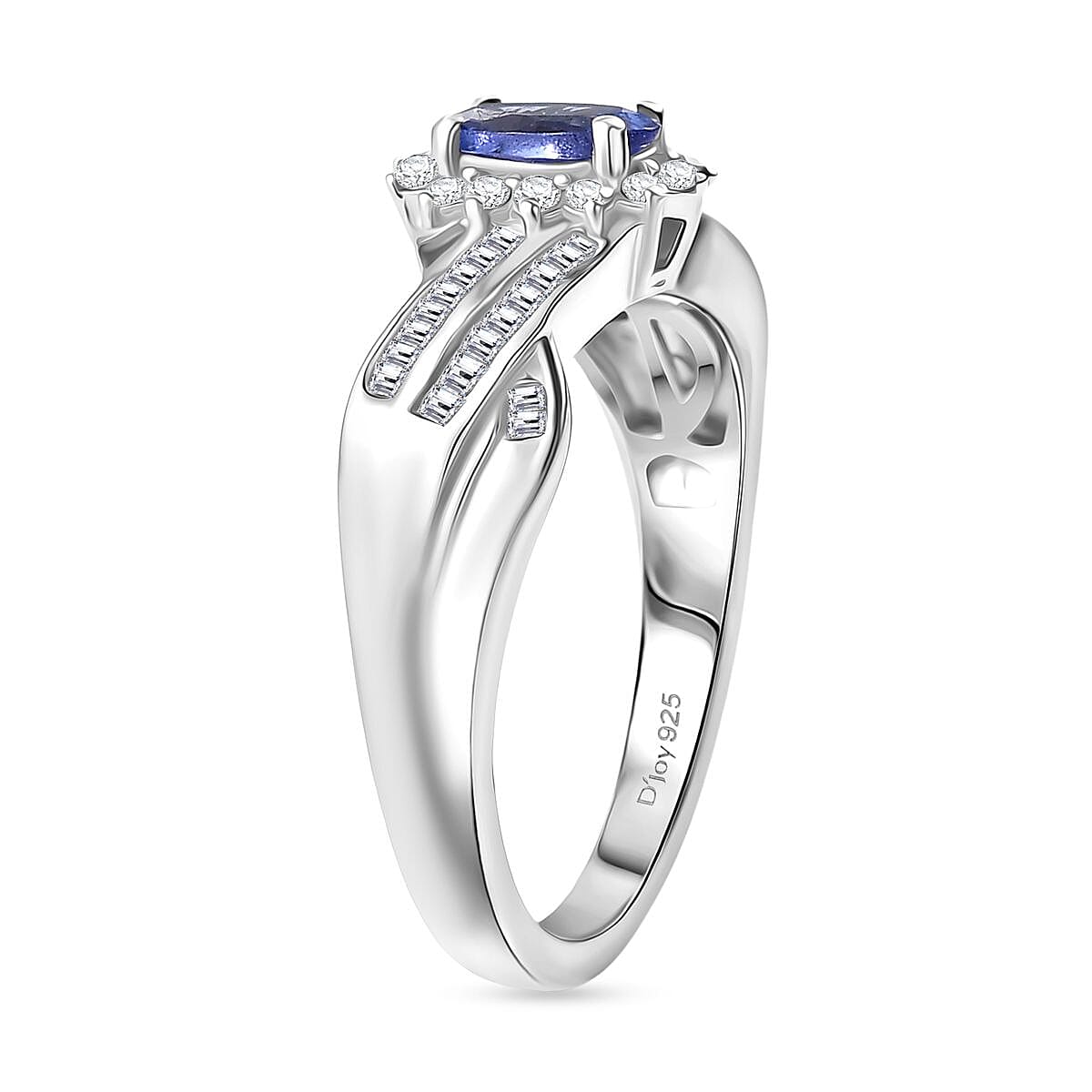 D'Joy Tanzanite &amp; White Diamond Ring in Rhodium Overlay Sterling Silver 0.76 Ct. V32524830 4