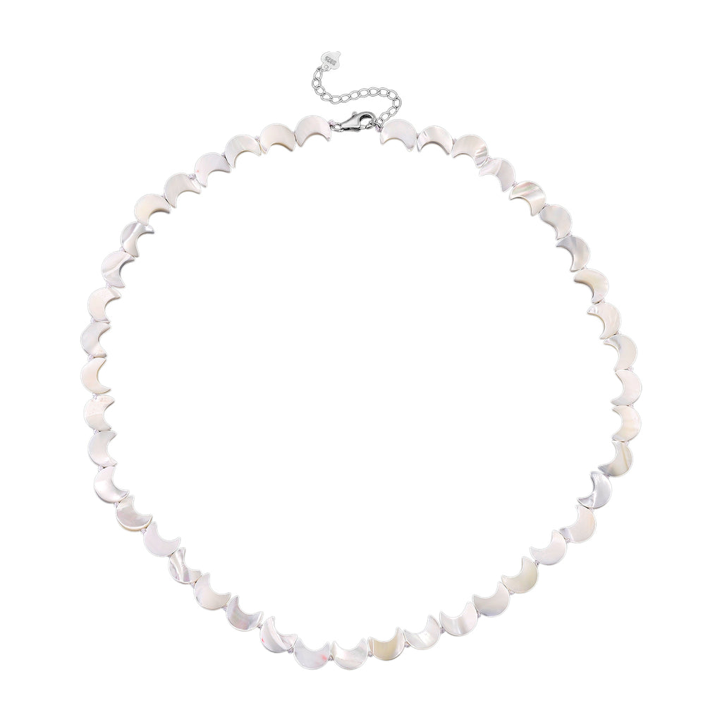 D'Joy White Mother Of Pearl Beads Necklace in Rhodium OverlaySterling Silver  80.000  Ct._8310695_3
