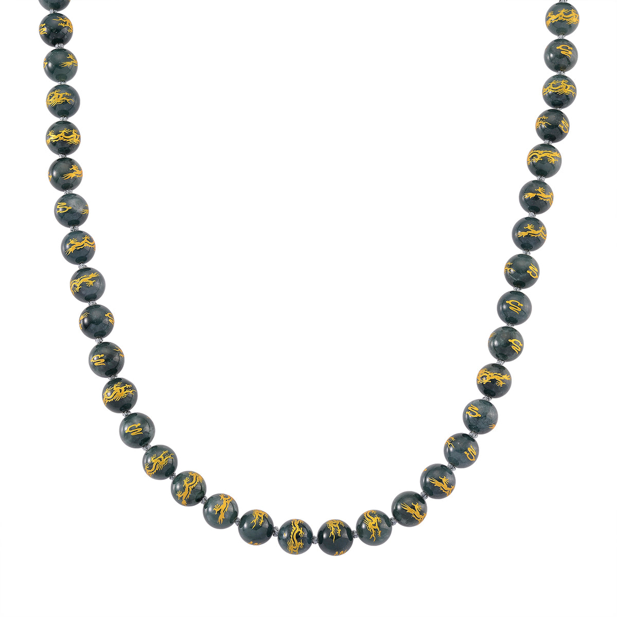 Natural Type A Olmec Jadeite Jade Engraved Necklace (Size - 20) with Gold Overlay Sterling Silver Magnetic Clasp 510.00 Ct. V32525075 0