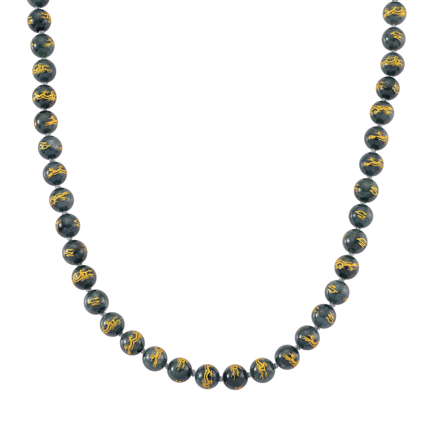 Natural Type A Olmec Jadeite Jade Engraved Necklace (Size - 20) with Gold Overlay Sterling Silver Magnetic Clasp 510.00 Ct. V32525075 0