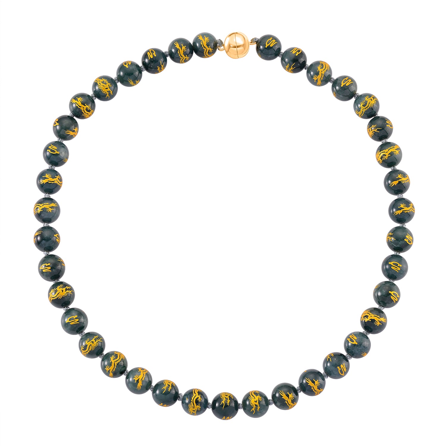 Natural Type A Olmec Jadeite Jade Engraved Necklace (Size - 20) with Gold Overlay Sterling Silver Magnetic Clasp 510.00 Ct. V32525075 4