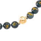 Natural Type A Olmec Jadeite Jade Engraved Necklace (Size - 20) with Gold Overlay Sterling Silver Magnetic Clasp 510.00 Ct._8311153_4