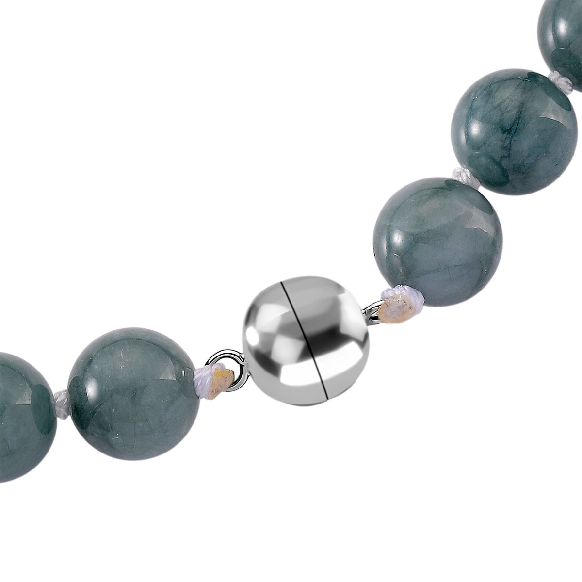 Natural Type A Jadeite Beaded Dragon Necklace (Size 20) in Rhodium Overlay Sterling Silver 550.00 Ct. V32529734 4