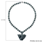 Natural Type A Jadeite Beaded Dragon Necklace (Size 20) in Rhodium Overlay Sterling Silver 550.00 Ct._8311168_4