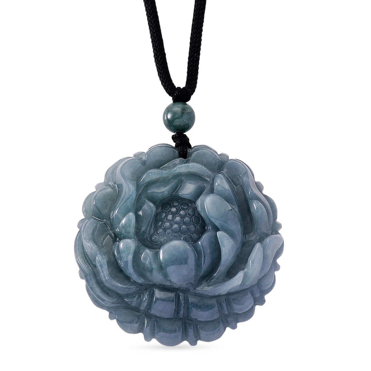 Natural Olmec Jade Flower Necklace (Size - 28) with Adjustable Cotton Thread 150.00 Ct. V32534842 0