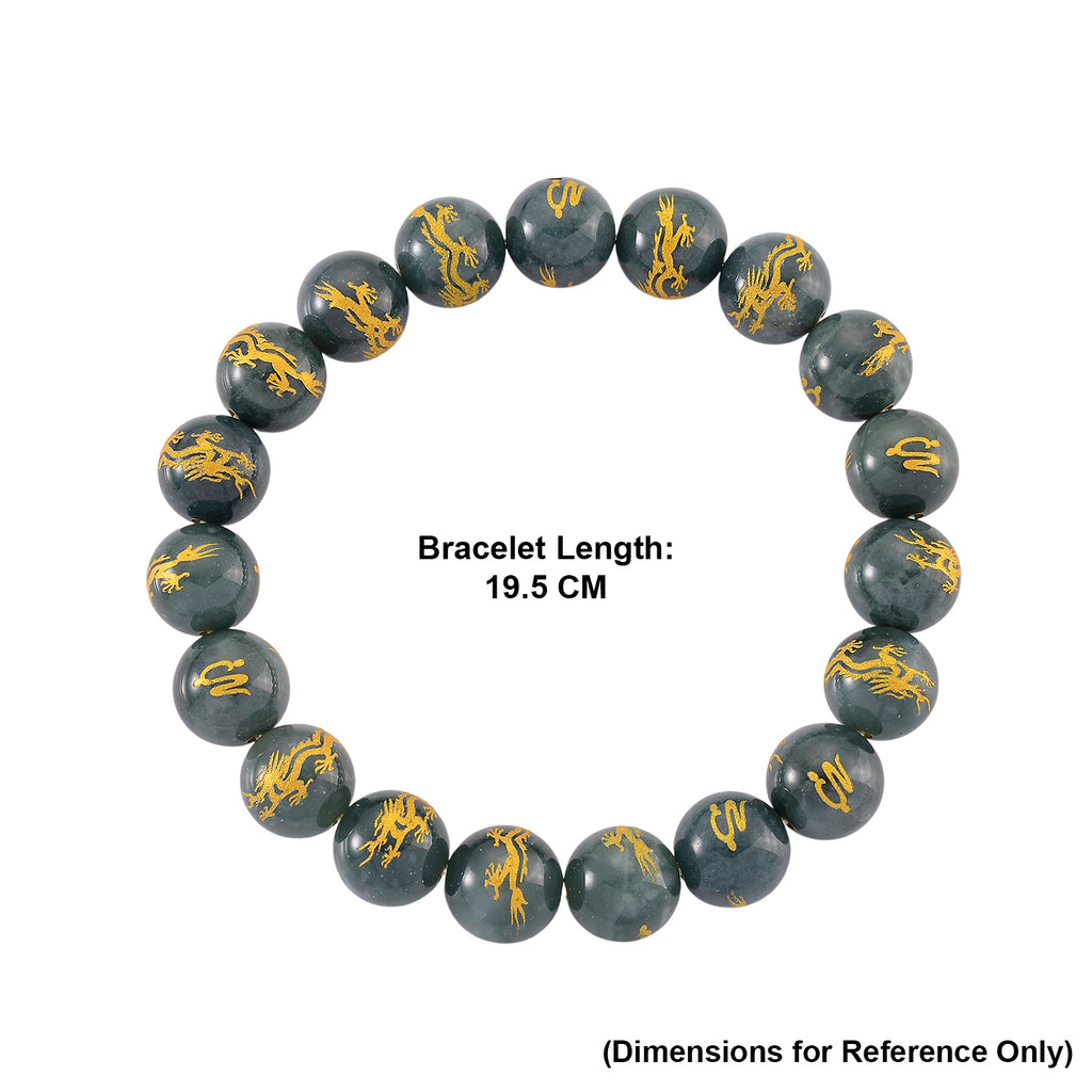 20th Anniversary Special -  Natural Type A Jadeite Jade Dragon Engraved Bracelet 250.00 Ct._8311303_4