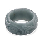 Natural Type A Jadeite Flower Carved Band Ring 50.00 Ct._8311671