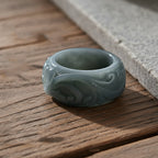 Natural Type A Jadeite Flower Carved Band Ring 50.00 Ct._8311671_1