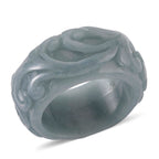 Natural Type A Jadeite Flower Carved Band Ring 50.00 Ct._8311671_3