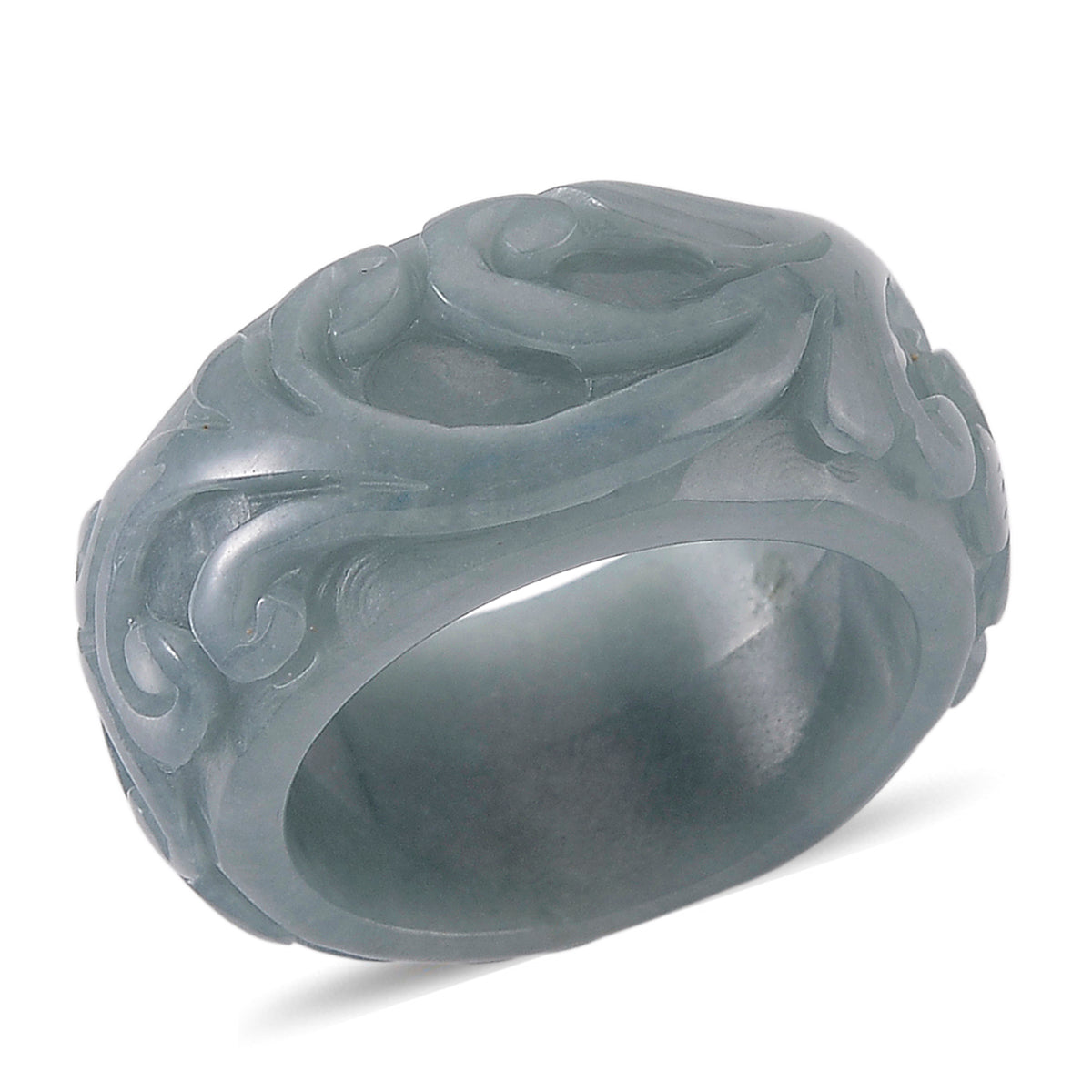 Natural Type A Jadeite Flower Carved Band Ring 50.00 Ct. 8311671 3