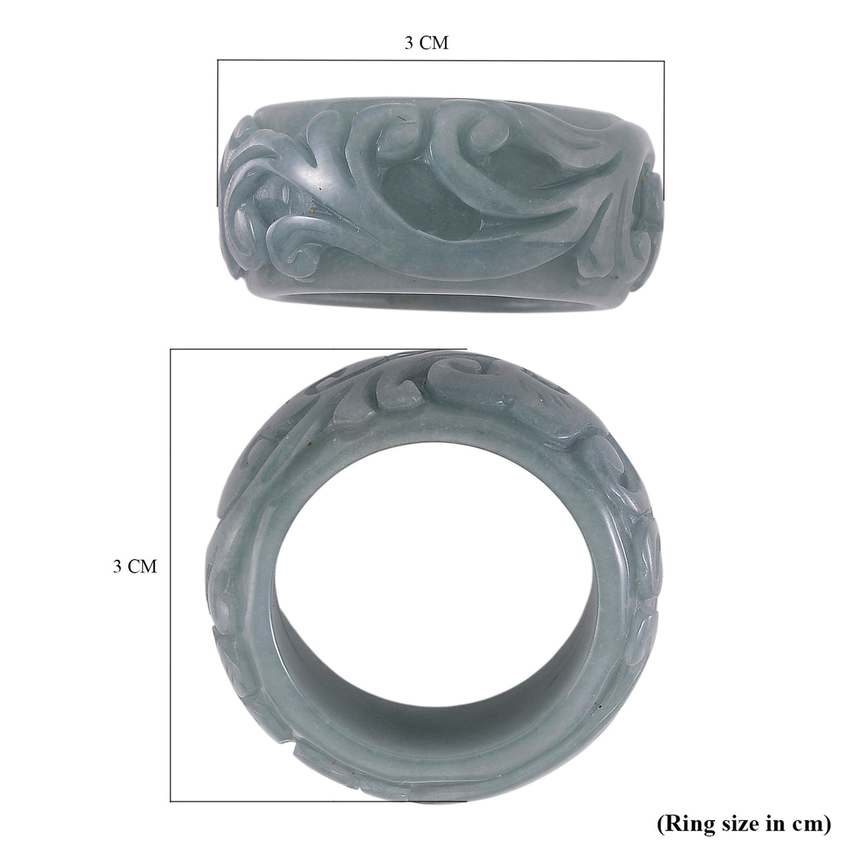 Natural Type A Jadeite Flower Carved Band Ring 50.00 Ct. 8311671 5