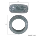 Natural Type A Jadeite Flower Carved Band Ring 50.00 Ct._8311671_5