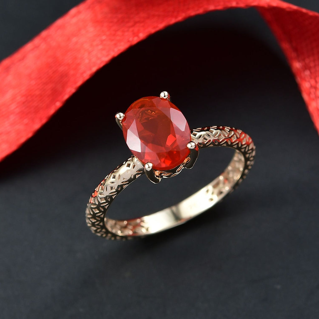 9K Yellow Gold AAAA Salamanca Fire Opal Mirage Ring 1.15 Ct._8311842_1