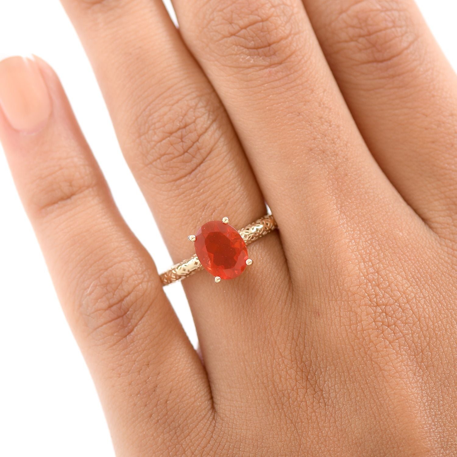 9K Yellow Gold AAAA Salamanca Fire Opal Mirage Ring 1.15 Ct. V32517780 3