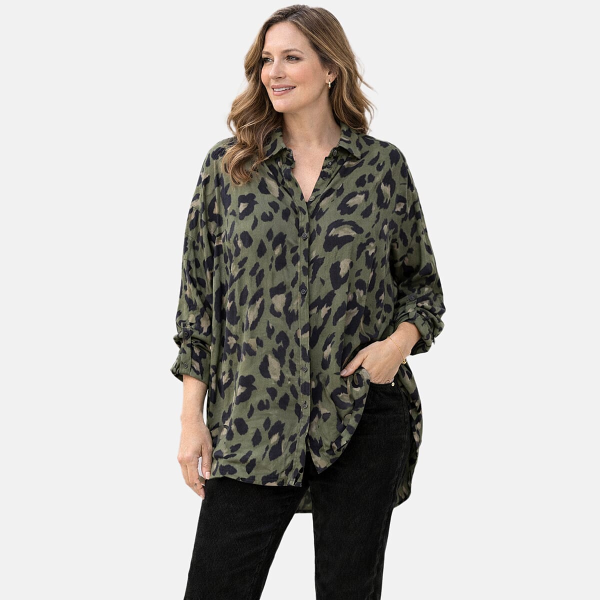 La Marey Relaxed Fit Leopard Print Shirt V32520245 1