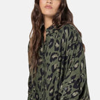 La Marey Relaxed Fit Leopard Print Shirt (Size 20-22) - Green_8311876_2