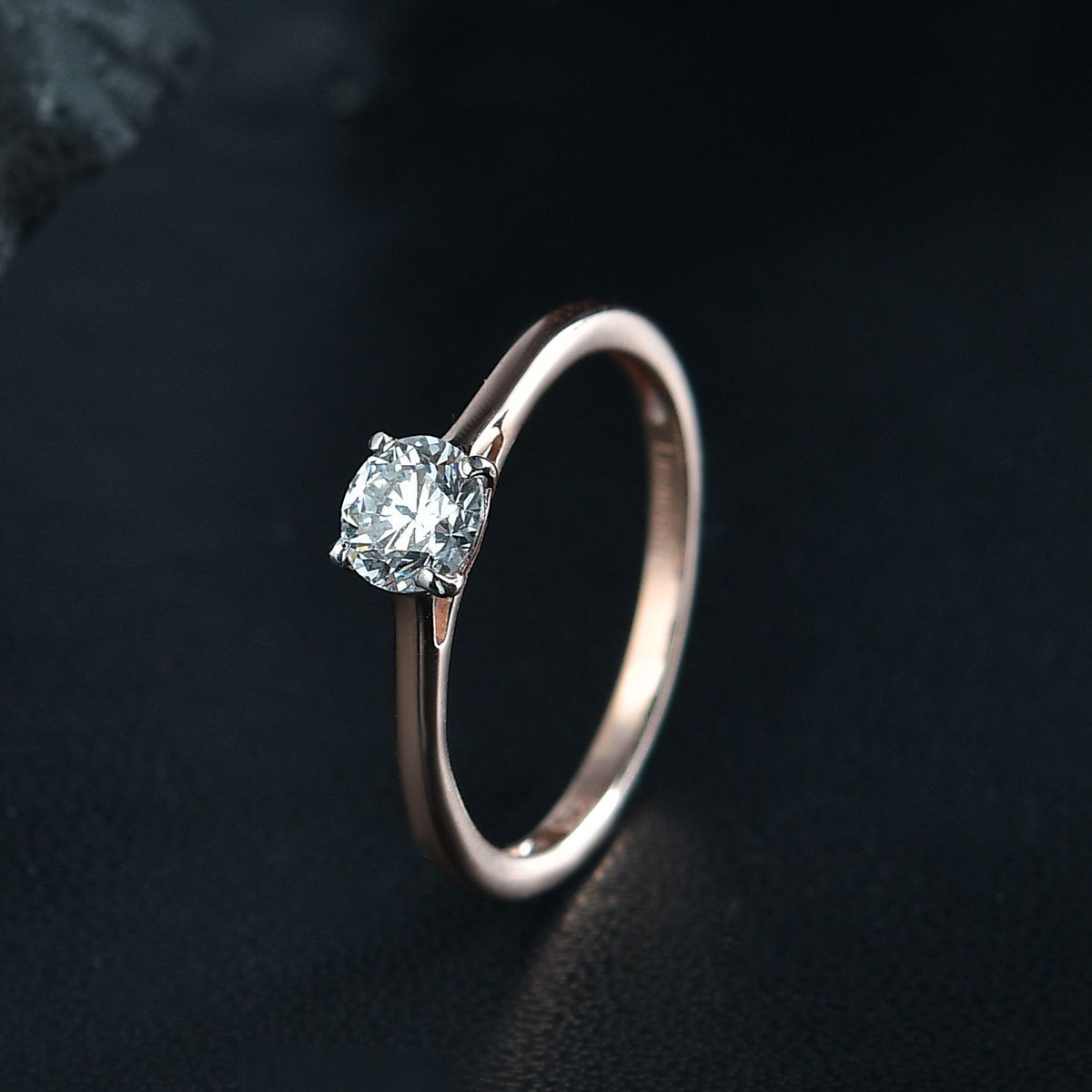 LUXURIANT 0.5 Ct. Lab Grown Diamond Solitaire Ring in 18K Vermeil Rose Gold Plated Sterling Silver V32627594 1
