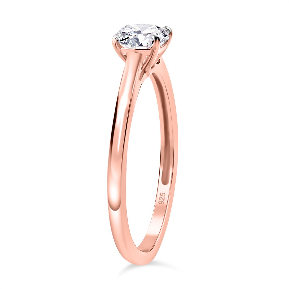 LUXURIANT 0.5 Ct. Lab Grown Diamond Solitaire Ring in 18K Vermeil Rose Gold Plated Sterling Silver V32627594 3