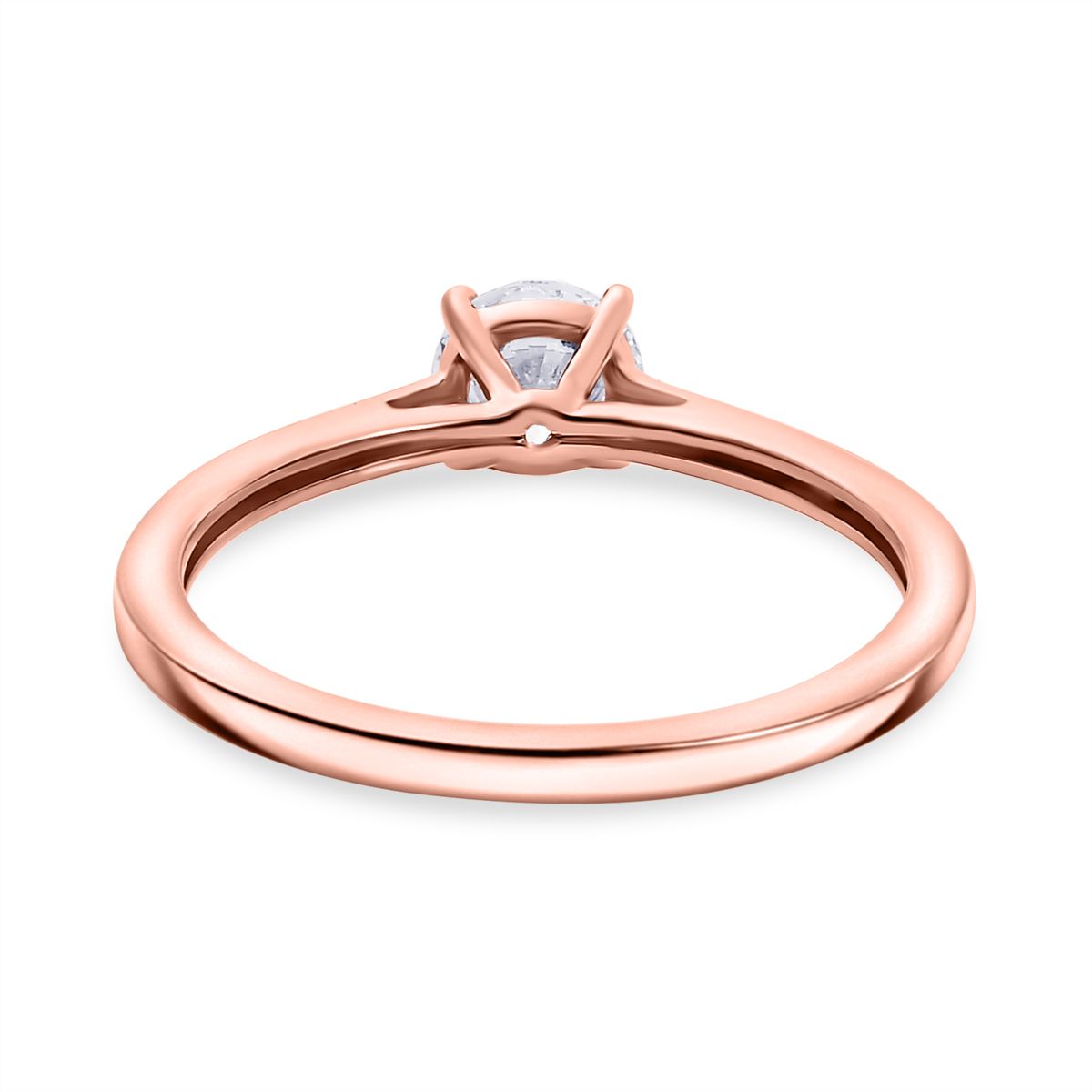 LUXURIANT 0.5 Ct. Lab Grown Diamond Solitaire Ring in 18K Vermeil Rose Gold Plated Sterling Silver V32627594 4