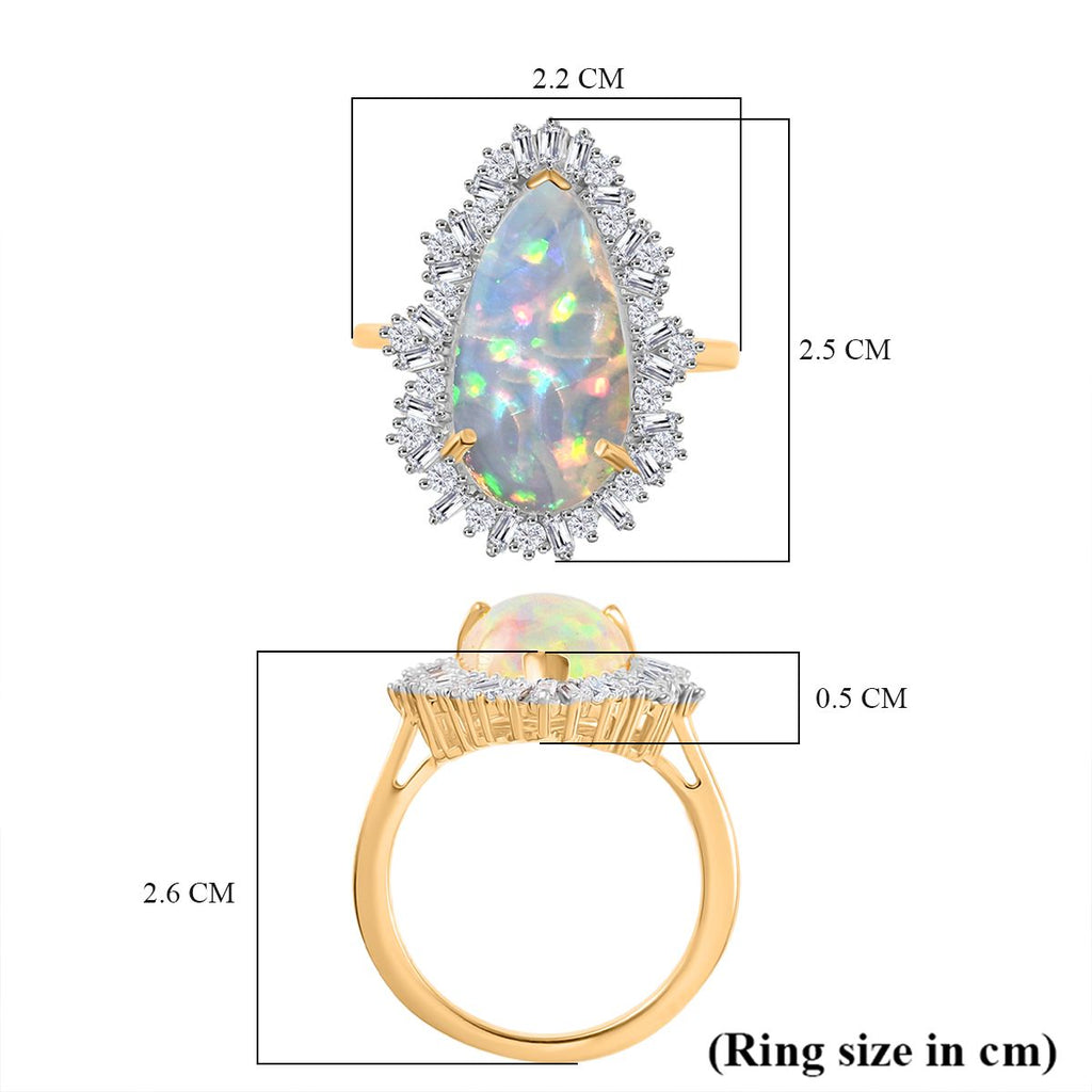 D'Joy - AAA Ethiopian Welo Opal & Moissanite Fire Cracker Ring in 18K Vermeil Yellow Gold Plated Sterling Silver 4.75 Ct._8312405_5