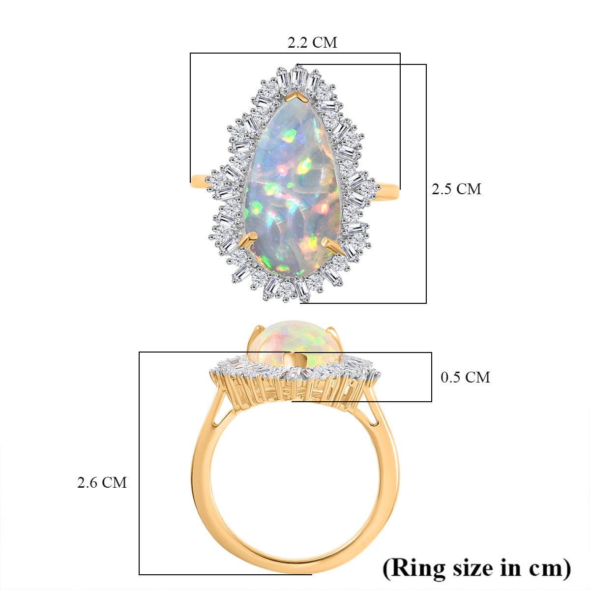 D'Joy - AAA Ethiopian Welo Opal &amp; Moissanite Fire Cracker Ring in 18K Vermeil Yellow Gold Plated Sterling Silver 4.75 Ct. 8312405 6