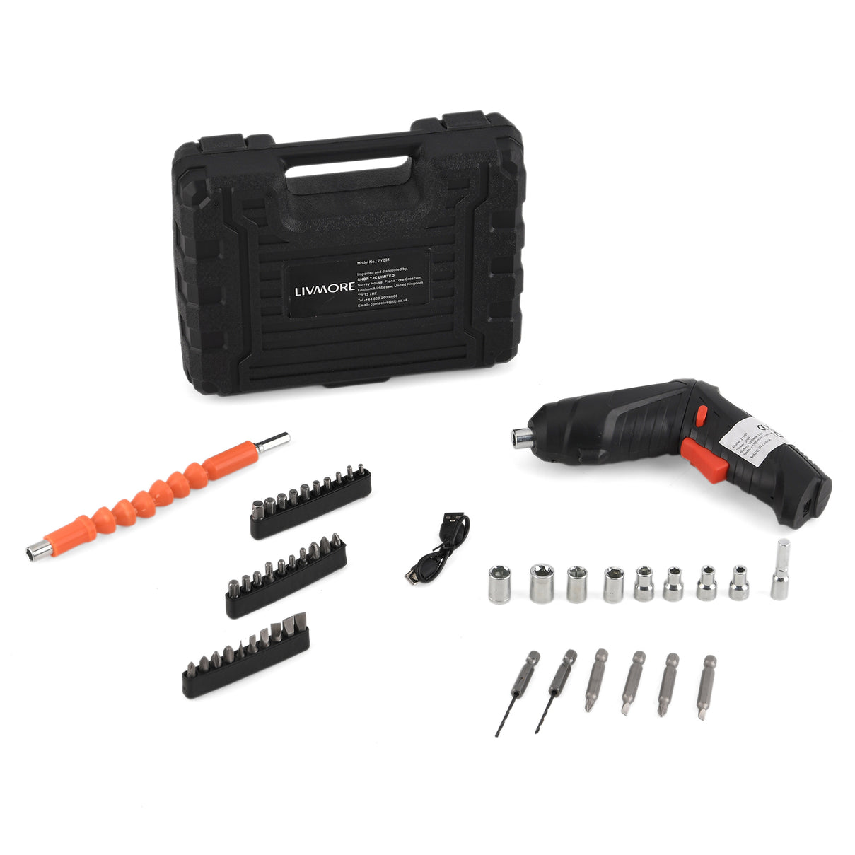 47-Piece Multifunctional Foldable Wireless Electric Screwdriver Kit - 1200mAh Battery, 30Mins Runtime - Black V32489487 0