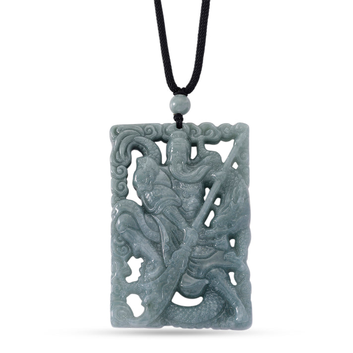 Natural Type A Jadeite Warrior Necklace with Black Cord (Size 28) 195.00 Ct. 8312501 1