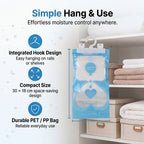 Home Smart 10-Pack Hanging Dehumidifier Bags - 220g Moisture Absorbers for Wardrobes and Cupboards, Fragrance-Free Calcium Chloride Wardrobe Drier - Blue & White