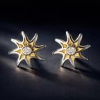 9K Yellow & White Gold Star Earring with Push Back_8312994_2