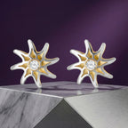 9K Yellow & White Gold Star Earring with Push Back_8312994_3