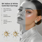 9K Yellow & White Gold Star Earring with Push Back_8312994_4