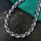GP - Celestial Dream Collection African Amethyst, Blue Sapphire & White Zircon Multi Row Necklace (Size 20) in Rhodium Overlay Sterling Silver 6.39 Ct, Silver Wt. 27.44 Gms._8313352_1