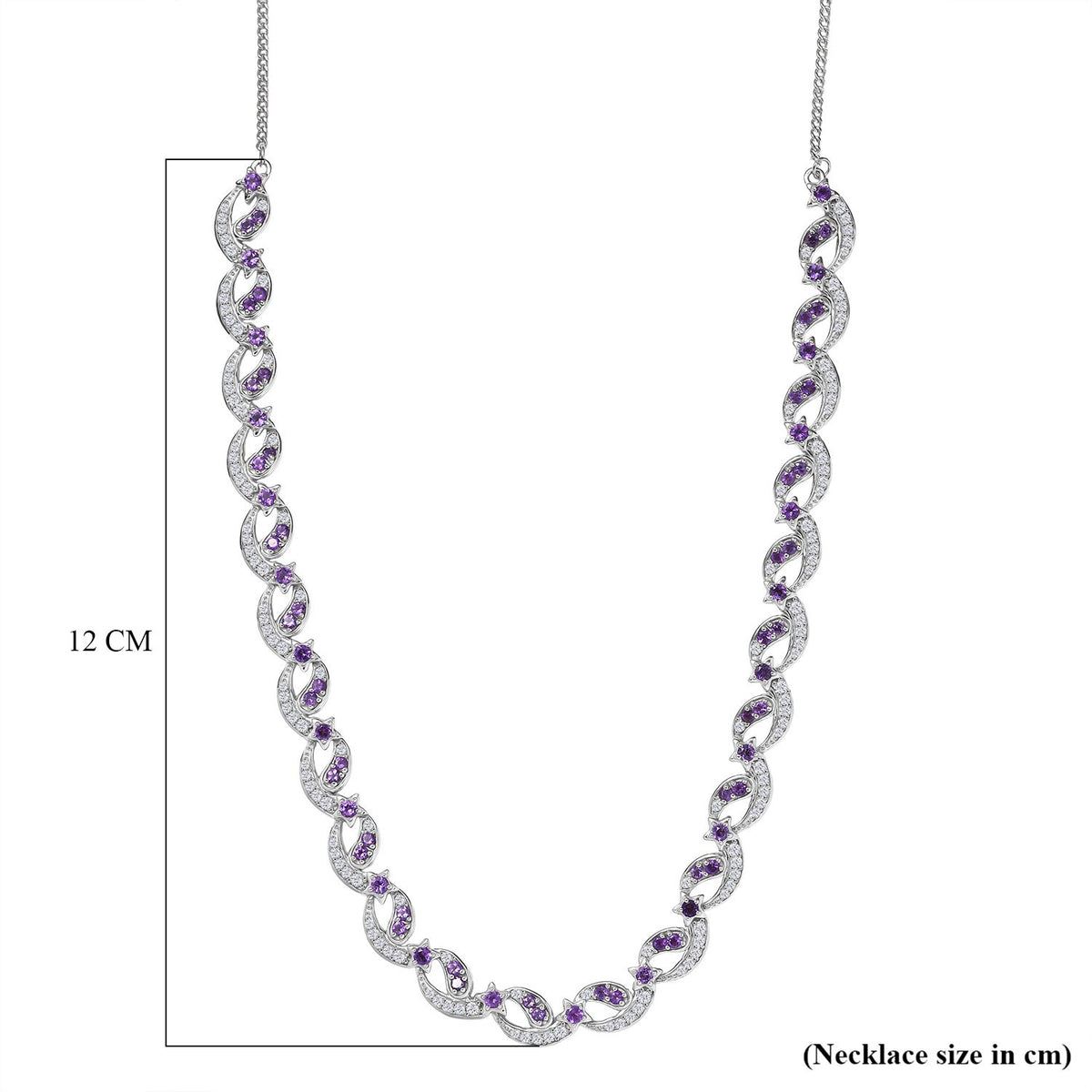 GP - Celestial Dream Collection African Amethyst, Blue Sapphire &amp; White Zircon Multi Row Necklace (Size 20) in Rhodium Overlay Sterling Silver 6.39 Ct, Silver Wt. 27.44 Gms. V32563661 7