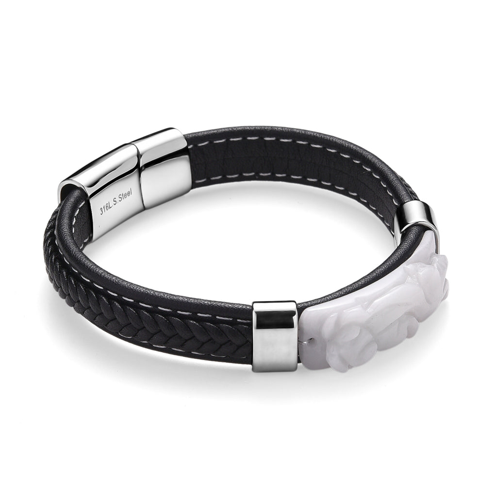 Natural Type A - White Jade Bracelet (Size 8) in Rhodium Plated 90.00 Ct._8313555_3