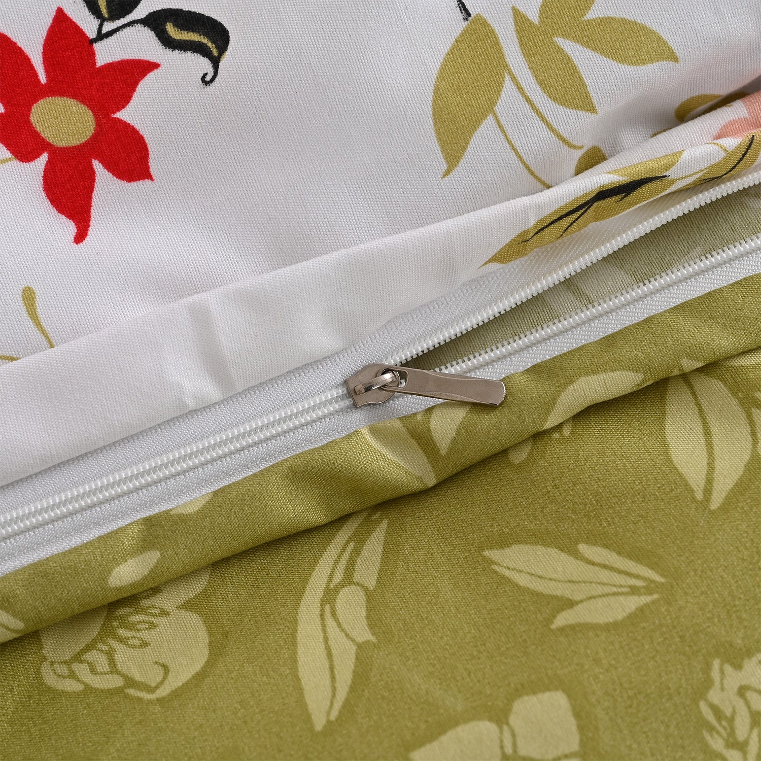 LIVMORE Set of 4 Floral Print Reversible Duvet Cover Set (Double) - White 8313701 4